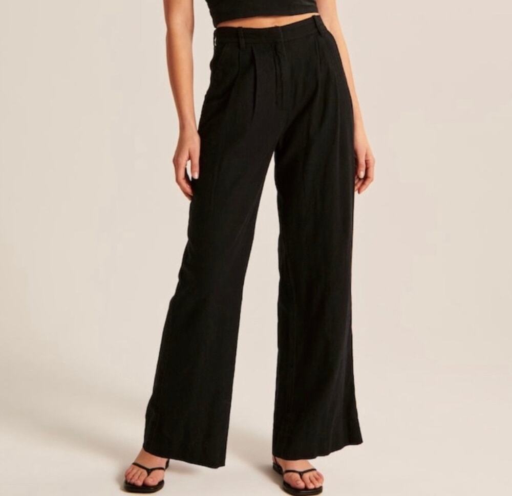 Abercrombie & Fitch Black Wide Leg Cropped Pants Size 4 27 Coastal
